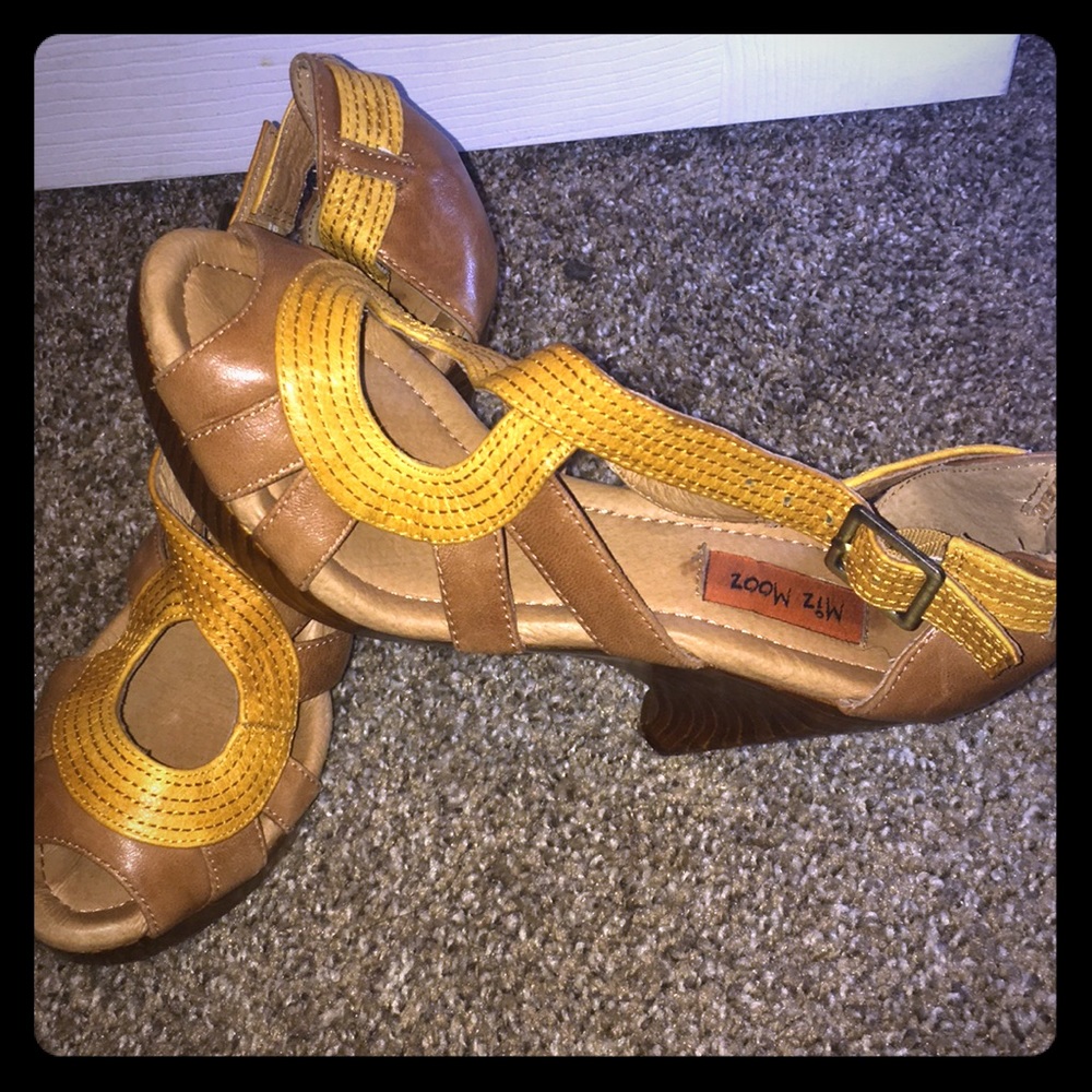 Miz Mooz wood platform wedge heels